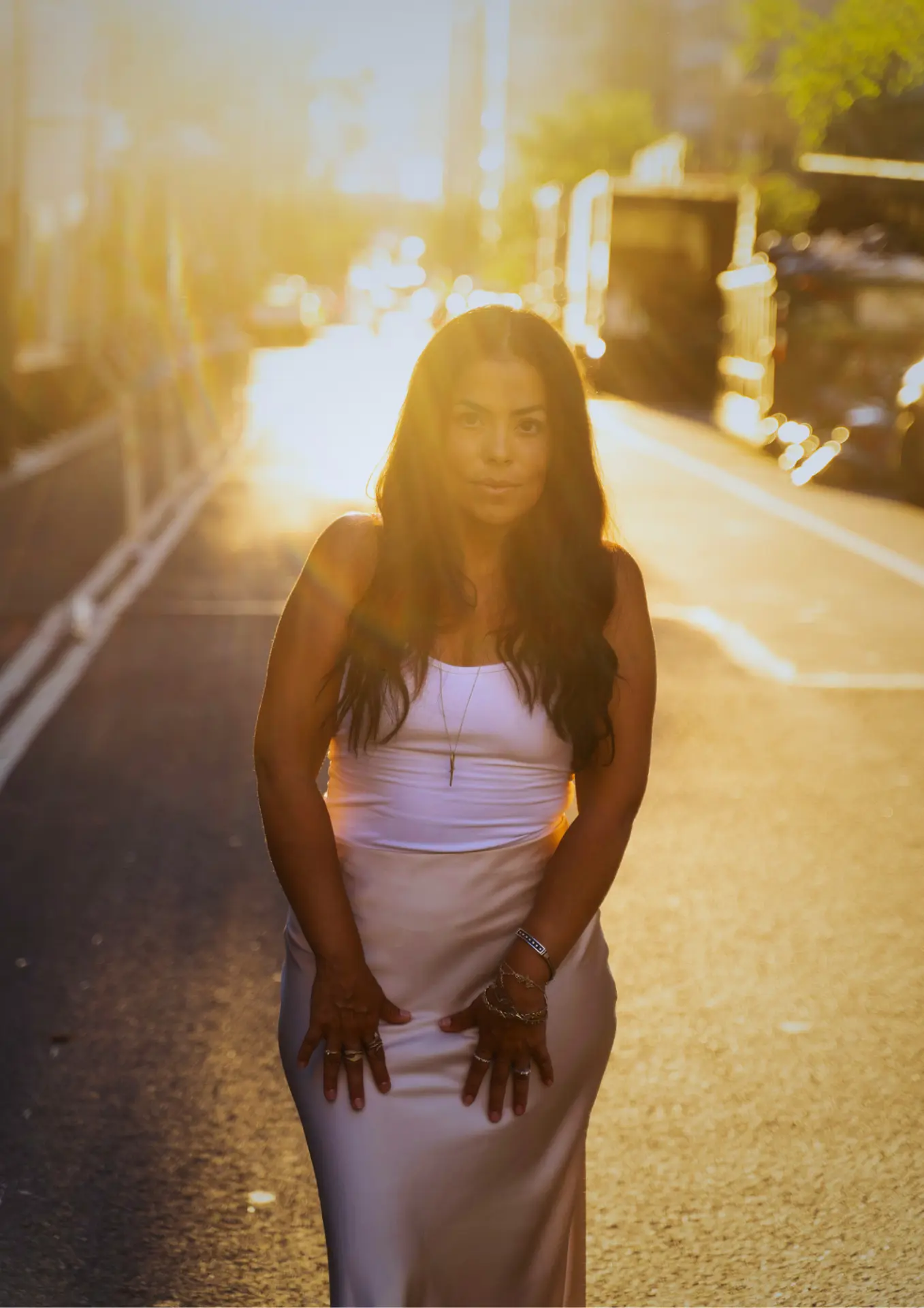 Michelle Jeovanny, channel and guide, surrounded by golden light